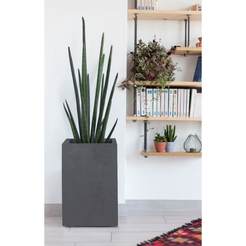 Poétic EDA bac à plantes BASALT UP, plastique aspect béton, vert amande, 36 litres